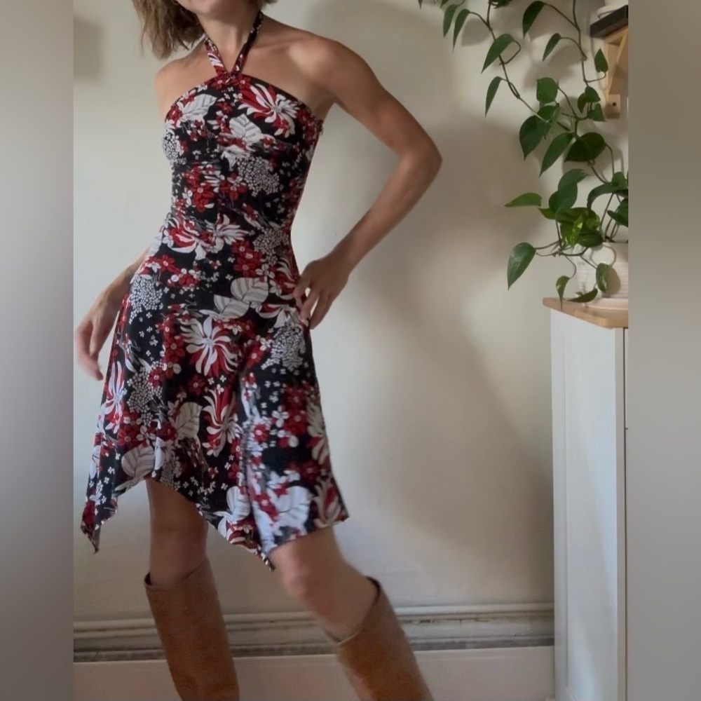 Y2K floral Halter Dress – Size Small